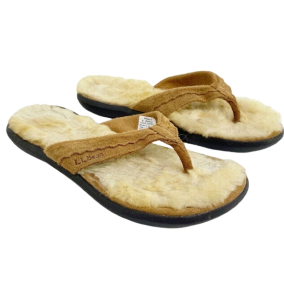 L.L. Bean | Shoes | Ll Bean Shearling Flipflops Slippers Size 7m | Poshmark